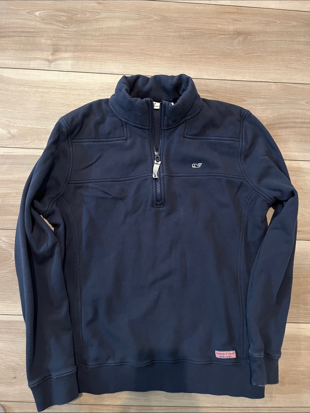 Vineyard Vines Navy Half-Zip Pullover with Whale Emblem